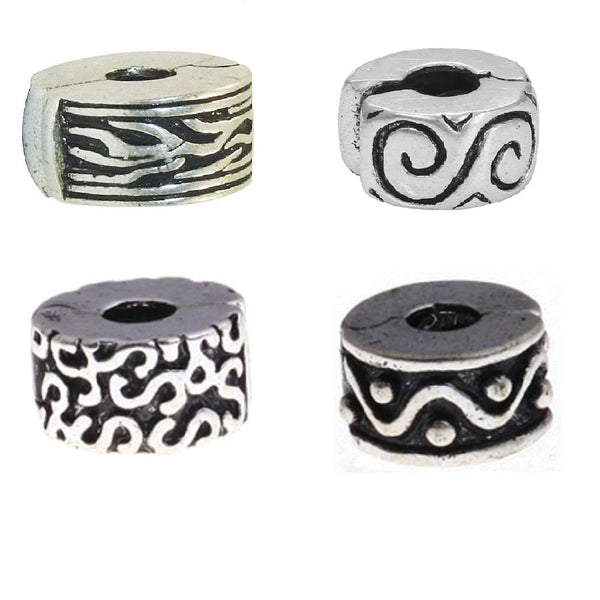 Set of 4 Abstract Design  Clip Lock Stopper Beads