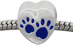 Buckets of Beads Love Heart Dog Paws Charm Bead Fits Pandora Troll Biagi Zable, Blue