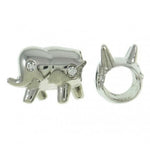 Stainless Steel Clear Stone Elephant Charm Bead