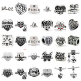 10 Assorted Family Charm Spacer Beads. Fits All Major Charm Bracelets.