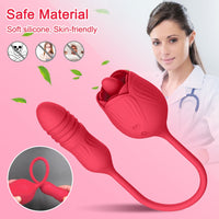 Rose Toy Dildo Thrusting Vibrator for Women Egg Clitoris Sucker Stimulator Tongue Licking Adults Goods Sucking Sex Toys Female