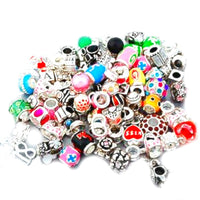 Twenty Pack of Assorted Antique Silver Finish And Rhinestone Charm Beads