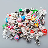 Twenty Pack of Assorted Antique Silver Finish And Rhinestone Charm Beads