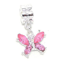 Pink Rhinestone Butterfly Dangle Charm