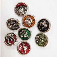 5 Assorted Colorful Metal Enamel Snap Button Chunk Charms