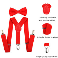 Ashton Allen Global Solid Color Children's Elastic Suspenders and Bowtie Set For Boys Girls Babies Toddlers