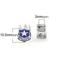 Blue Enamel Police Badge Charm Bead