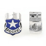 Blue Enamel Police Badge Charm Bead