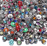 10 Assorted Colorful Metal and Rhinestone Snap Button Chunk Charms