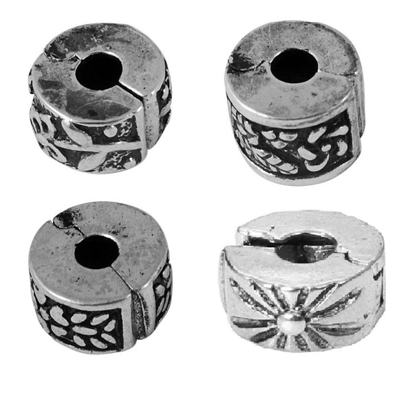 Set of 8 Floral Design  Clip Lock Stopper Beads