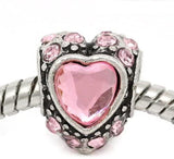 Buckets of Beads Pink Rhinestone Heart Charm Bead
