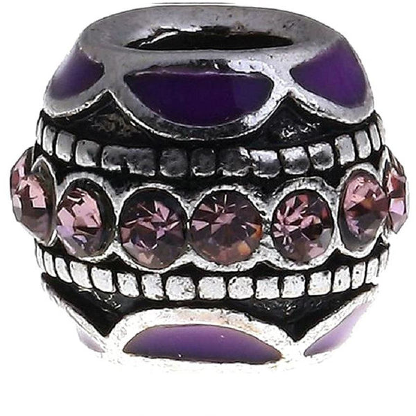 Buckets of Beads Purple Enamel Stones Charm Bead