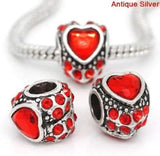 Buckets of Beads Red Rhinestone Heart Charm Bead
