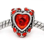 Buckets of Beads Red Rhinestone Heart Charm Bead