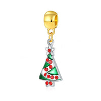 Buckets of Beads Gold and Silver Red Rhinestone Christmas Tree Charm Bead