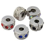 Pack of 5 Colorful Rhinestone Clip Lock Stopper Beads
