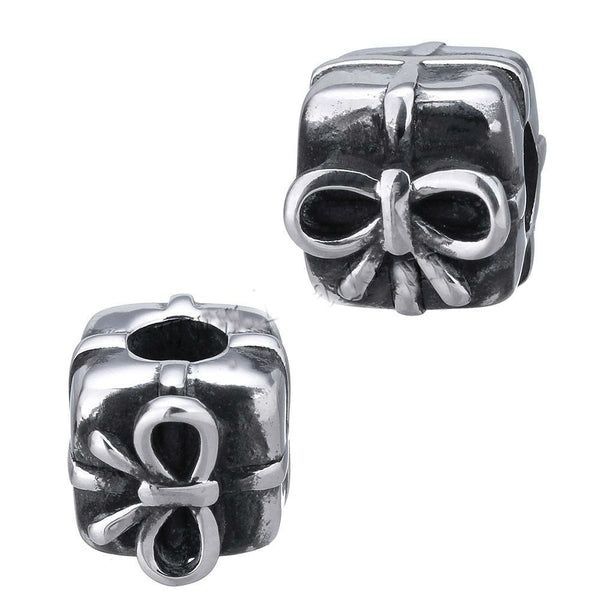 Stainless Steel Christmas Gift Box Charm Bead