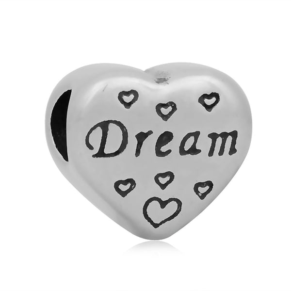 Stainless Heart Shaped Dream Charm Bead