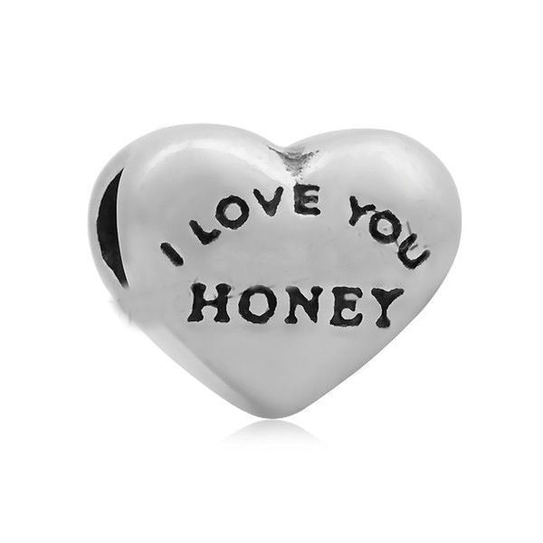 Stainless Heart Shaped I Love You Honey Charm Bead
