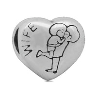 Stainless Heart Shaped Husband and Wife Charm Bead