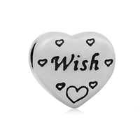 Stainless Heart Shaped Wish Charm Bead