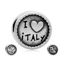 Stainless Steel I Love Italy Charm Bead