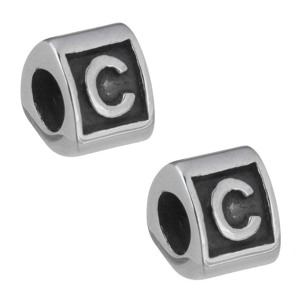Stainless Steel Letter C Alphabet Charm Bead