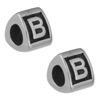 Stainless Steel Letter B Alphabet Charm Bead