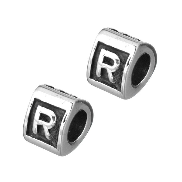 Stainless Steel Letter R Alphabet Charm Bead
