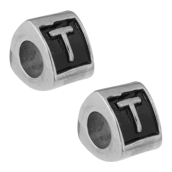 Stainless Steel Letter T Alphabet Charm Bead