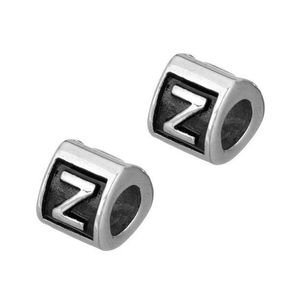Stainless Steel Letter Z Alphabet Charm Bead