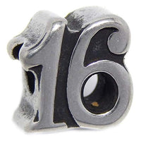 Stainless Steel Number 16 Charm Bead