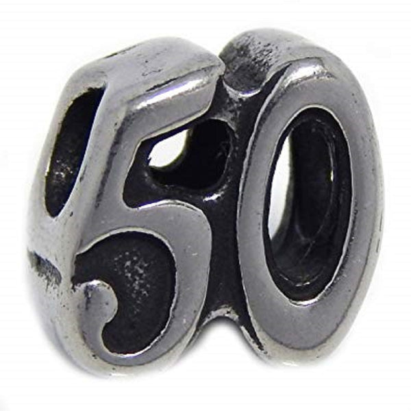 Stainless Steel Number 50 Charm Bead