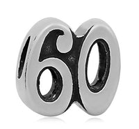Stainless Steel Number 60 Charm Bead