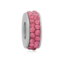Stainless Steel Pink Rhinestones Charm Bead