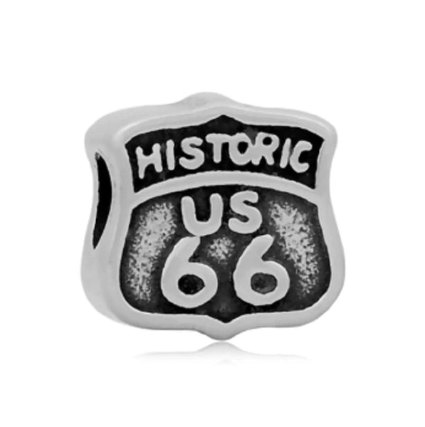 Stainless Steel Historic Route 66 Travel Inspired Charm Bead