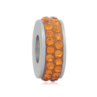 Stainless Steel Sun Orange Rhinestones Charm Bead