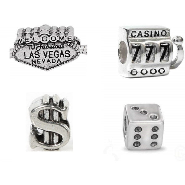 Set of 4 Welcome to Las Vegas Poker Charm Bead