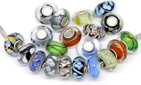 Ten Silver Single Core Murano Glass Troll Style Beads
