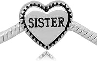 Buckets of Beads Stainless Sister Heart Charm Bead