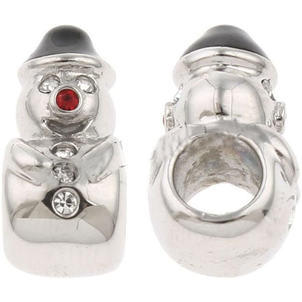Buckets of Beads Stainless Steel Christmas Snowman Charm Bead