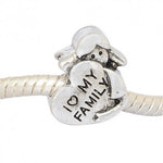 Antique Silver Tone I Love My Family Charm Bead