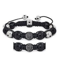 Black And Silver Rhinestone Shamballa Style Bracelet.