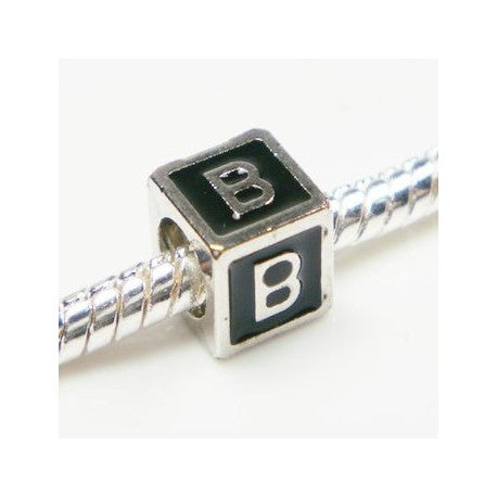 Black Enamel Letter "B" Bead Charm