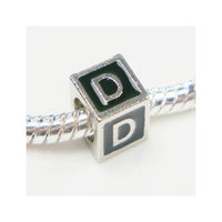 Black Enamel Letter "D" Bead Charm