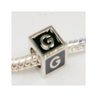 Black Enamel Letter "G" Bead Charm