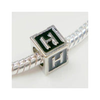 Black Enamel Letter "H" Bead Charm