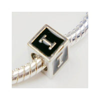 Black Enamel Letter "I" Bead Charm