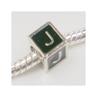 Black Enamel Letter "J" Bead Charm