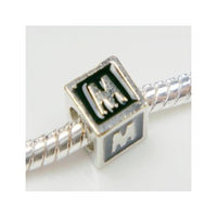 Black Enamel Letter "M" Bead Charm